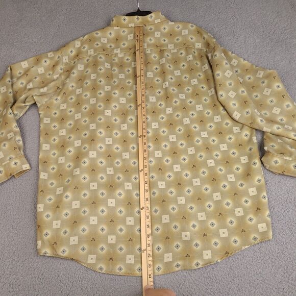 Vintage Avirex Shirt Mens XXL Gold Geometric Pattern Short Sleeve Button Down - Picture 14 of 16
